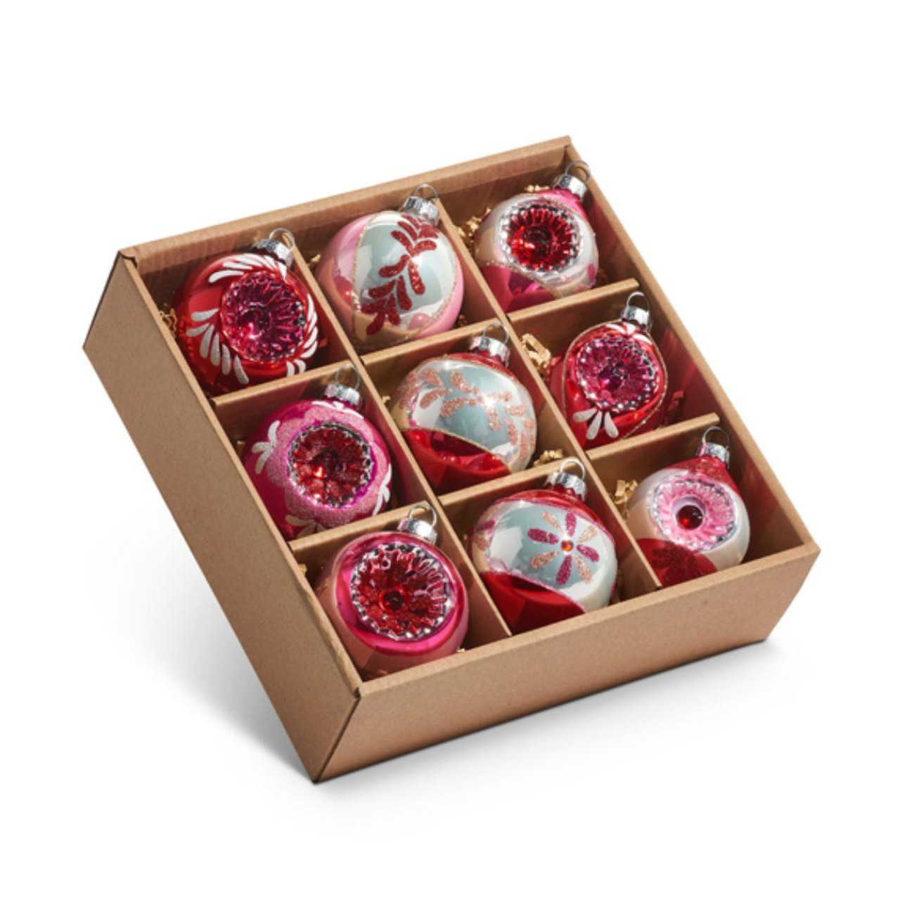 RAZ Imports Blushing Pink Vintage Glass Ornaments (Set of 9) - 60mm 