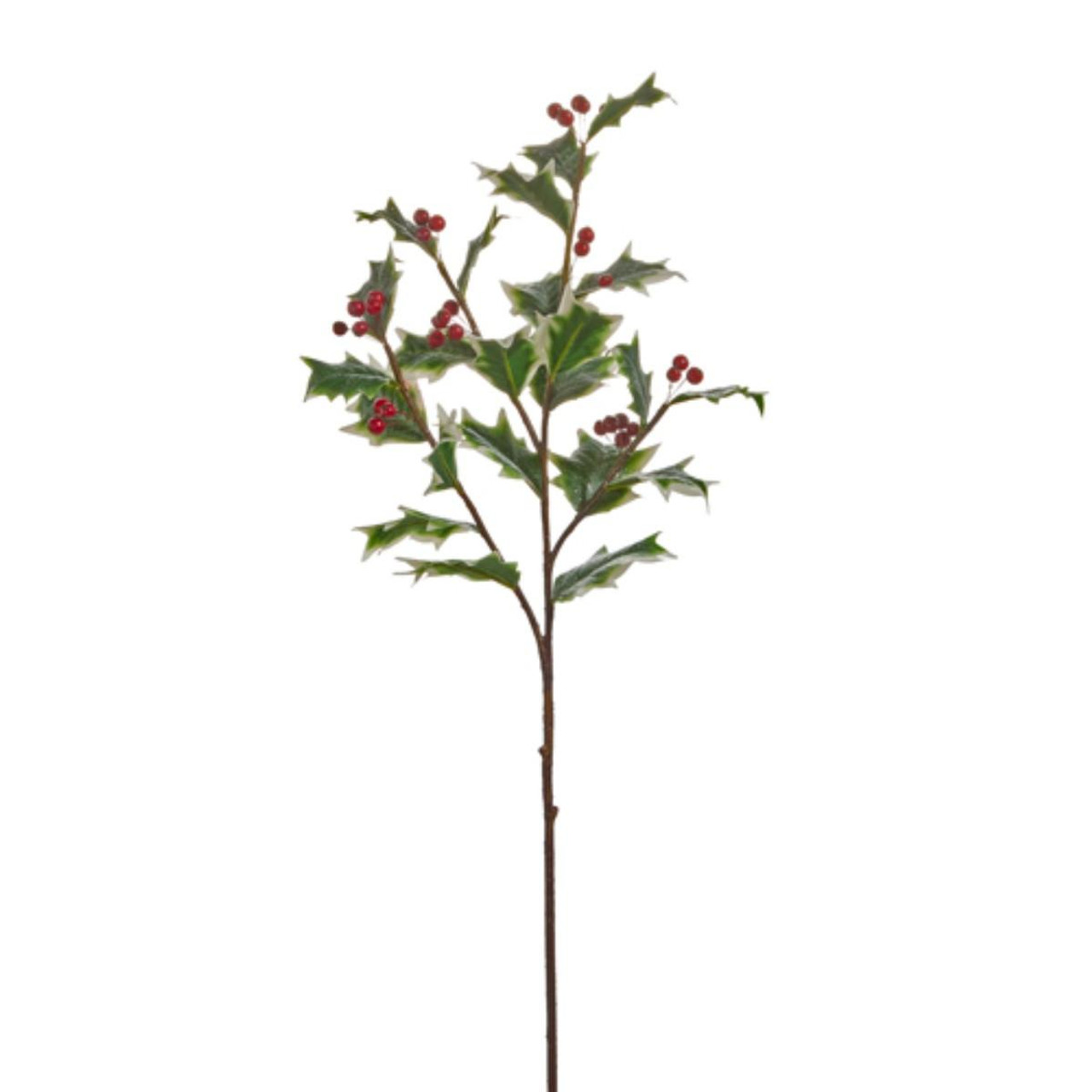 RAZ Imports Red Berry Glittered Variegated Holly Stem - 79cm 