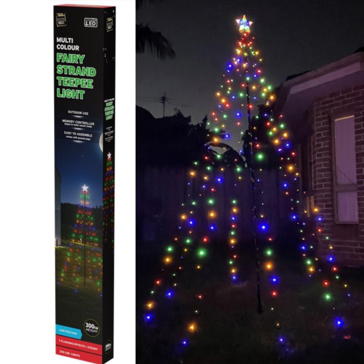 Christmas Elves Fairy Teepee Tree with Star Topper Multicolour - 3m 