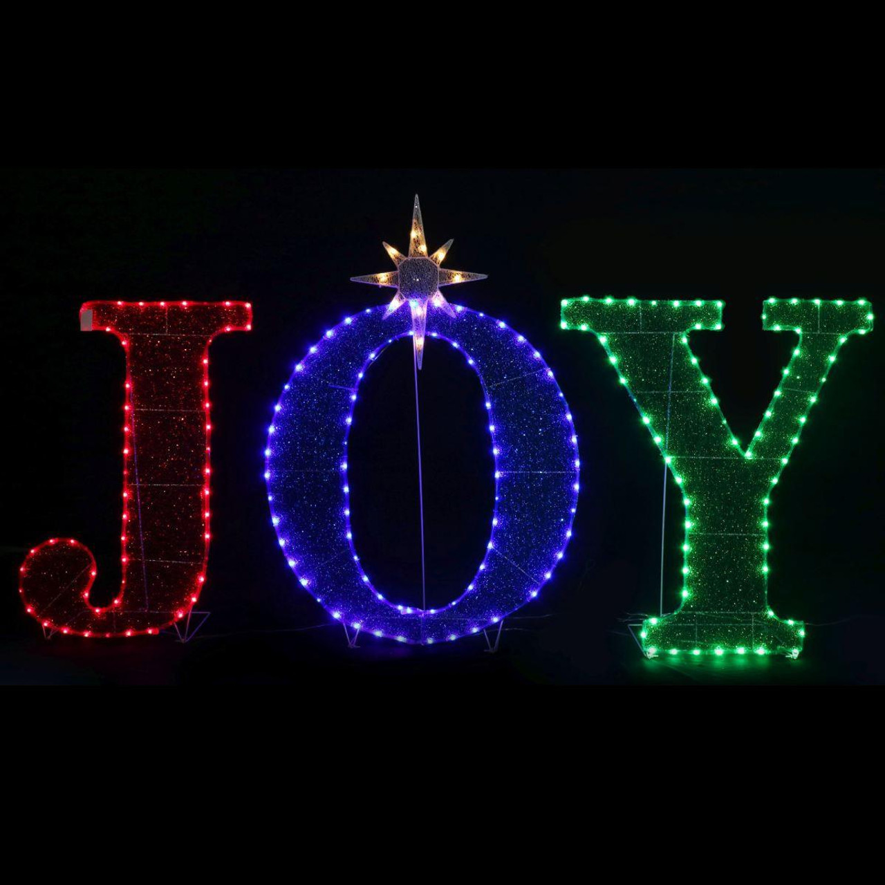 Christmas Elves LED Tinsel Mesh Joy Twinkle with Stand - 180cm 