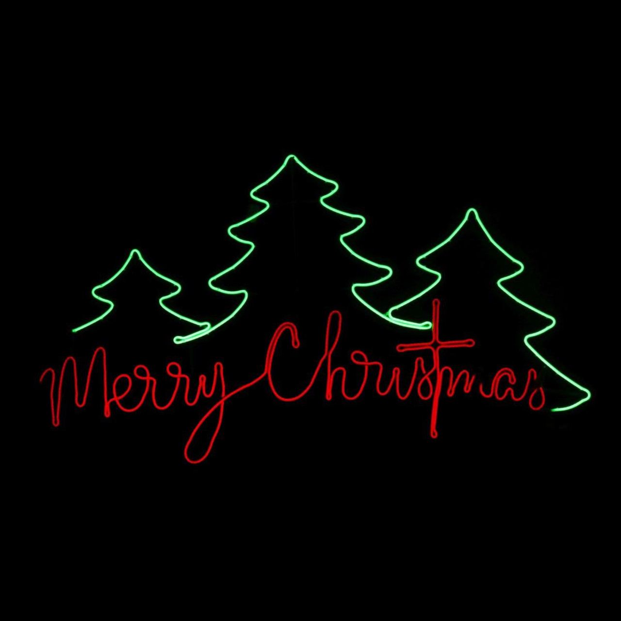 Christmas Elves LED Neon Flex Merry Christmas Trees Flashing - 160cm 