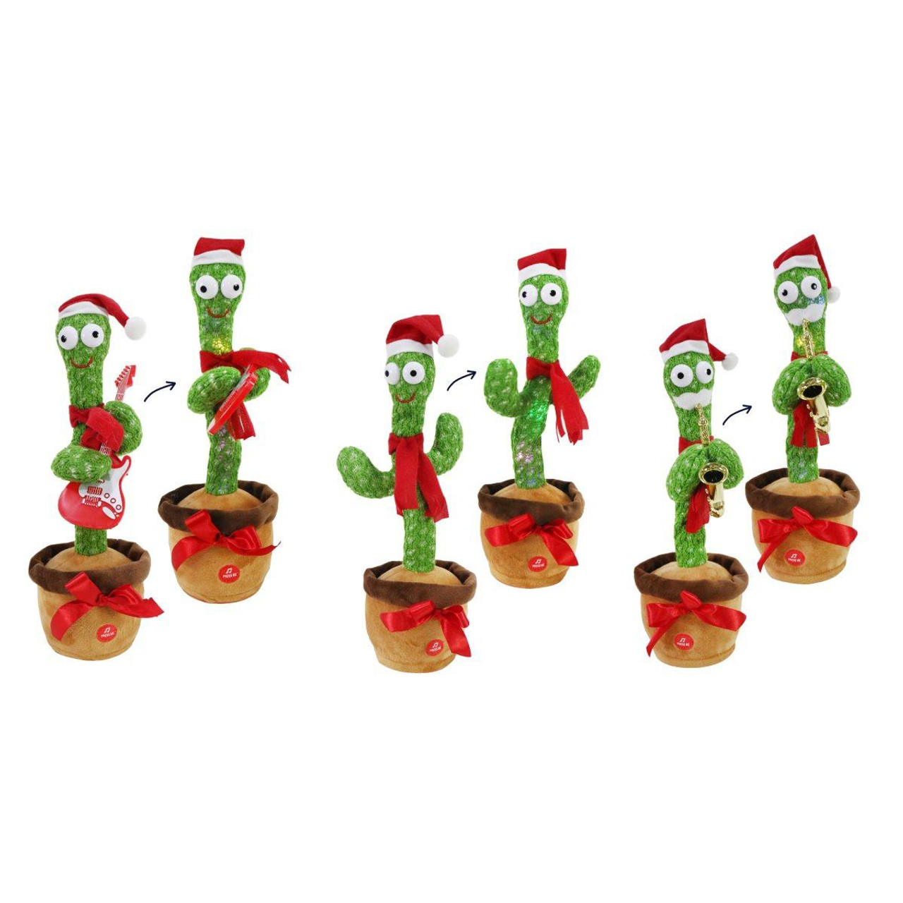 Christmas Elves Sing N Twirl Christmas Cactus (3 Styles) - 34cm 