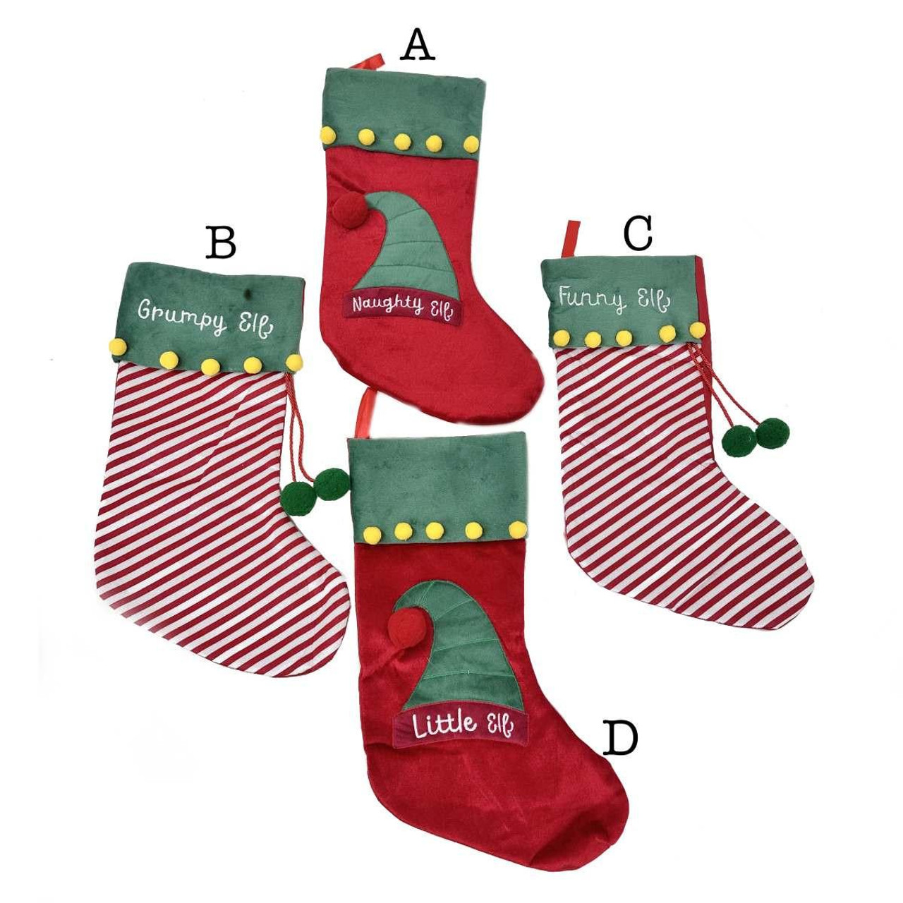 Christmas Elves Stocking What Kind of Elf Are You? (4 Designs) - 52cm 