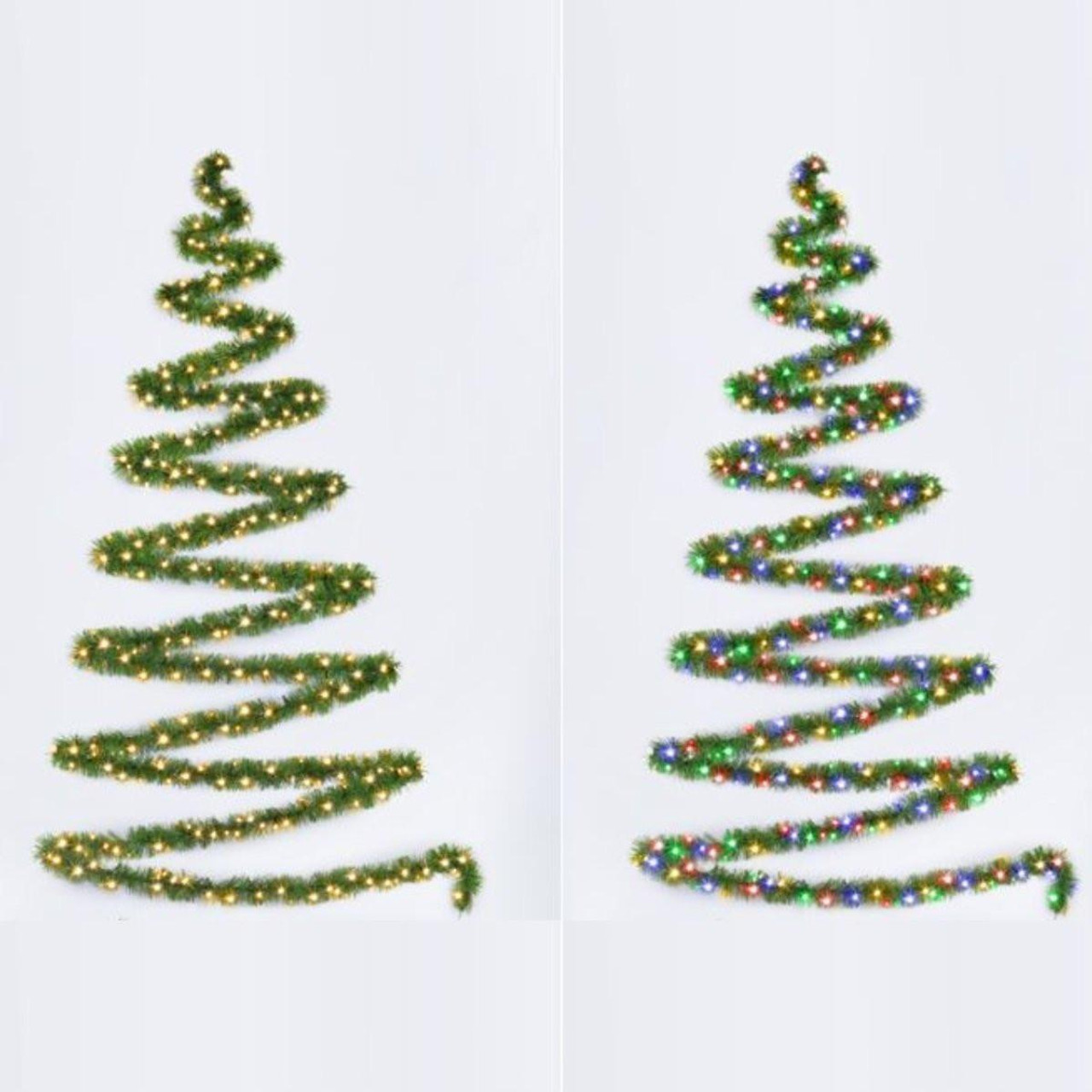 Christmas Elves 400 LED Pre-Lit Tinsel Garland (2 Colours) - 10m 