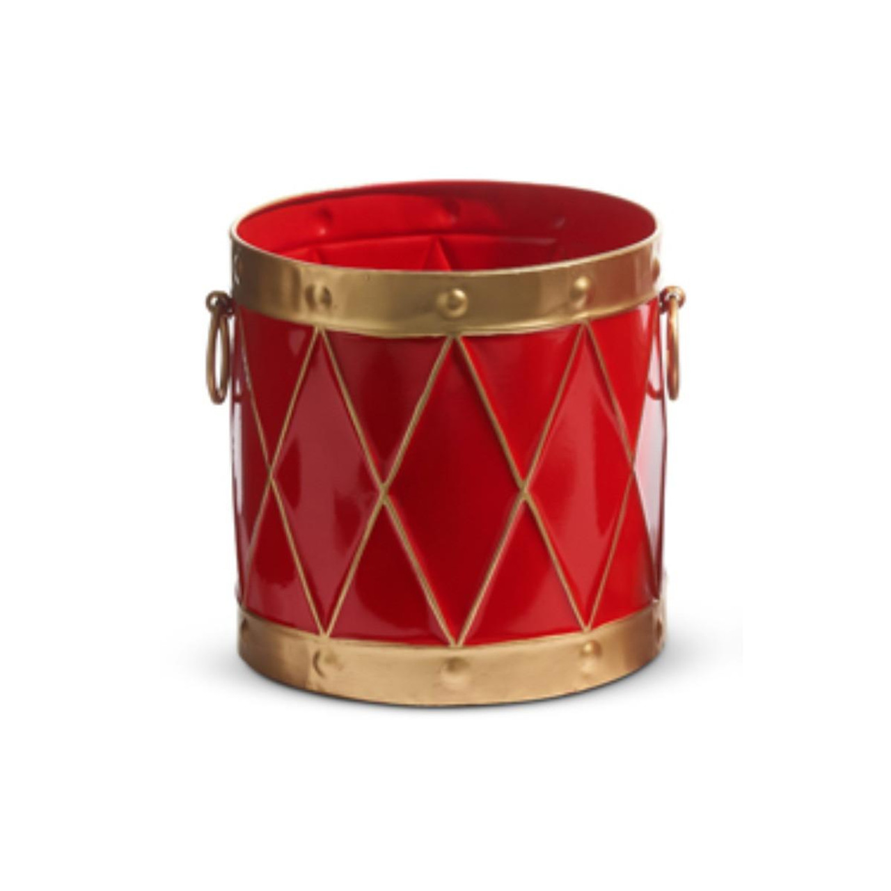 RAZ Imports Red Gold Drum Metal Container - 20cm 