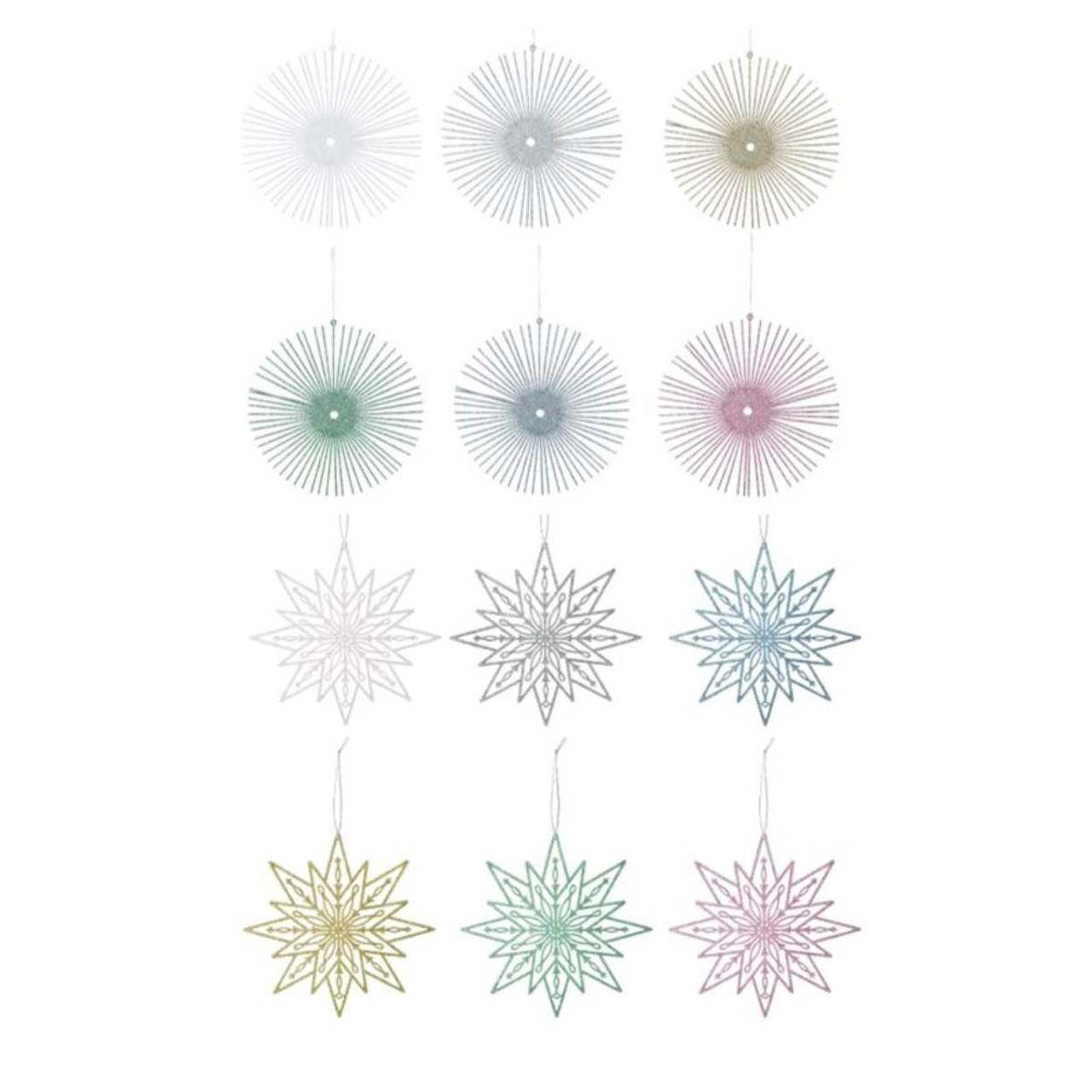Christmas Elves Hanging Glitter Sparkler or Snowflake (6 Colours) - 20cm 