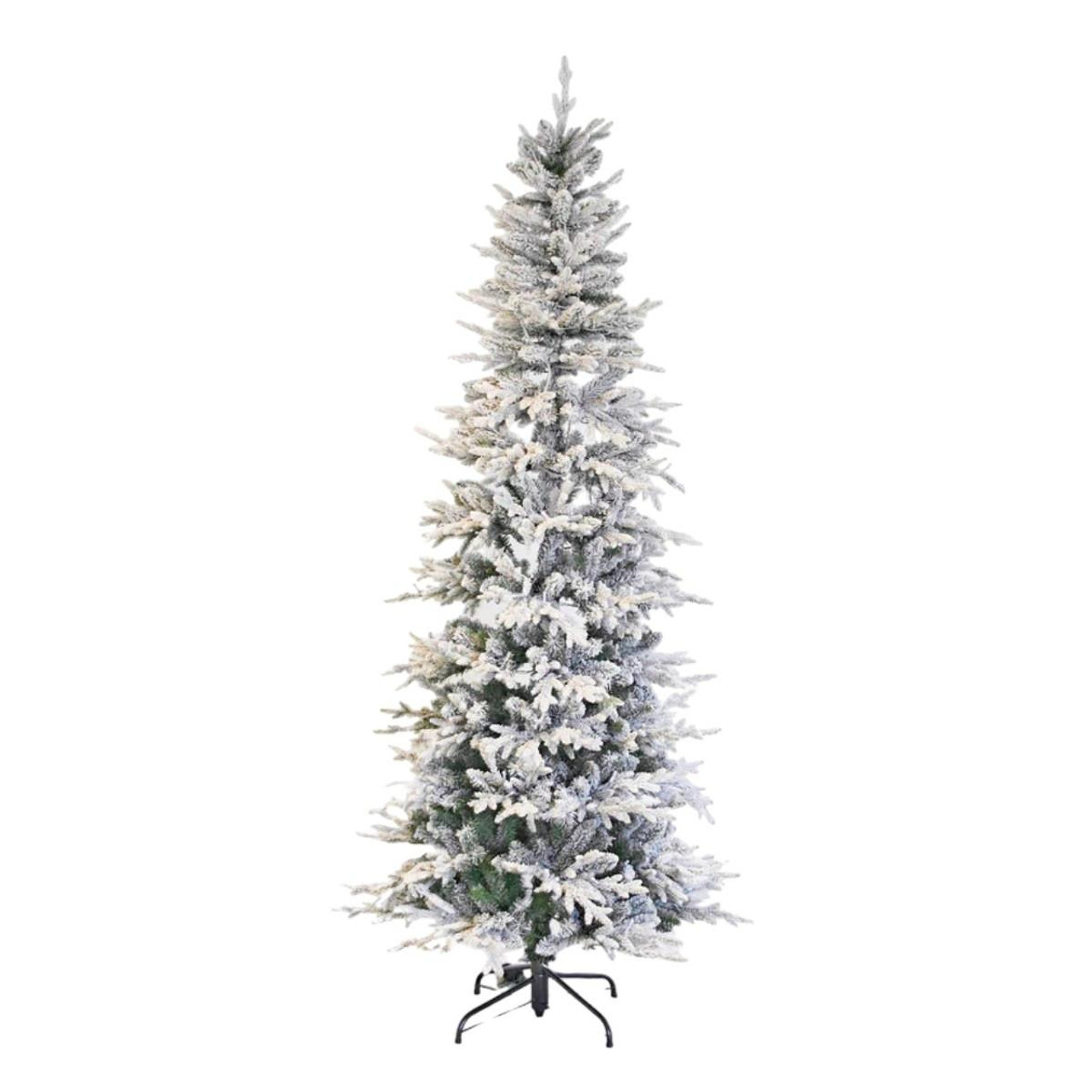 Christmas Elves 7.5FT Prelit Flocked Slim Christmas Tree - Warm White 