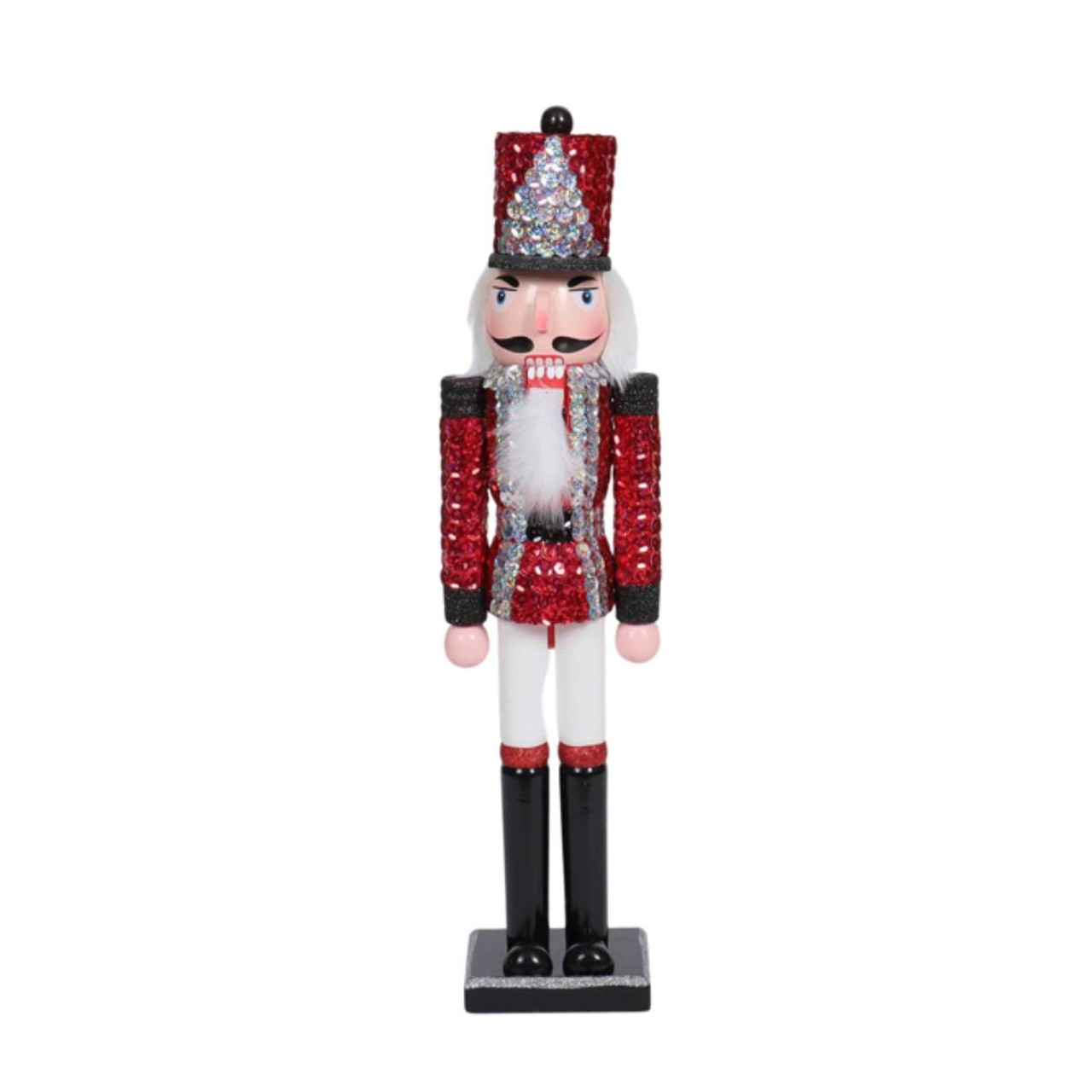 Christmas Elves Red Sequin Wooden Nutcracker Soldier - 50cm 