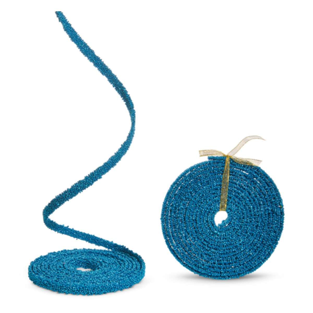 Elegant Blue Beaded Ribbon Garland—Sparkling Holiday Décor