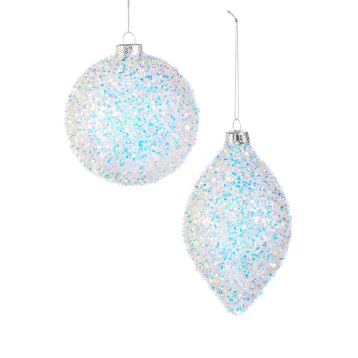 RAZ Imports 2 Styles Iridescent Glitter Ornaments