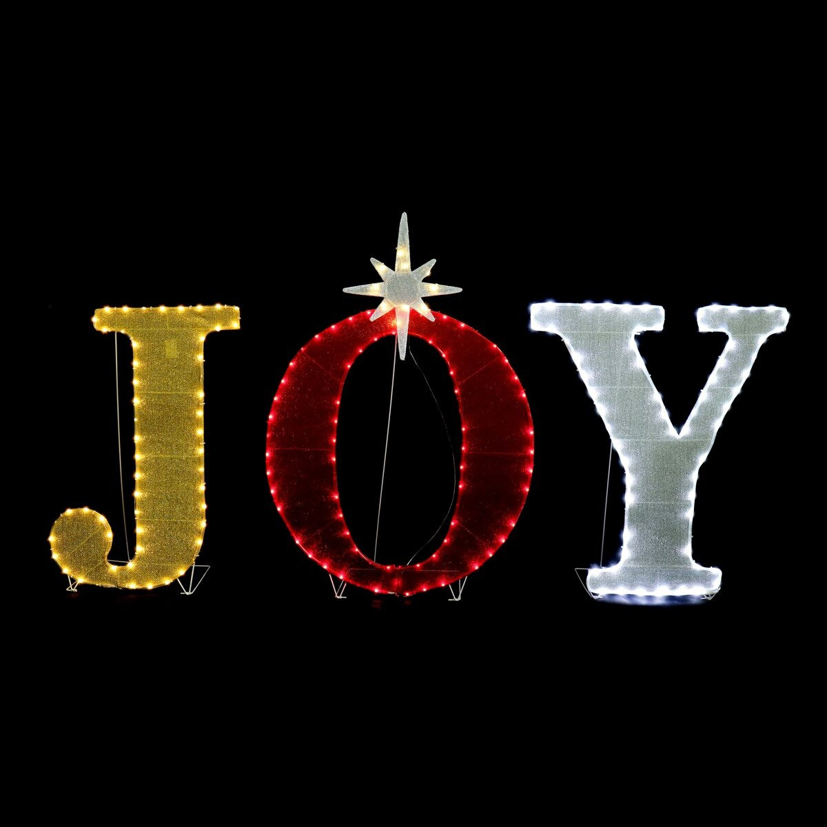 Freestanding Light-Up JOY Display – Red, Gold & White with Twinkling LEDs