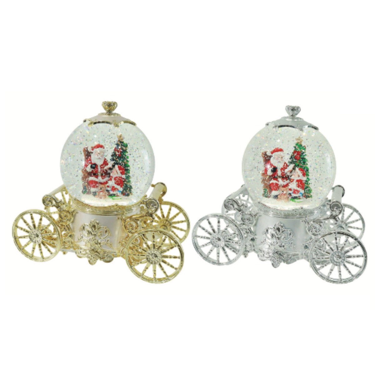 Glitter Swirl Musical Royal Carriage USB Snow Globe Display (2 Styles)
