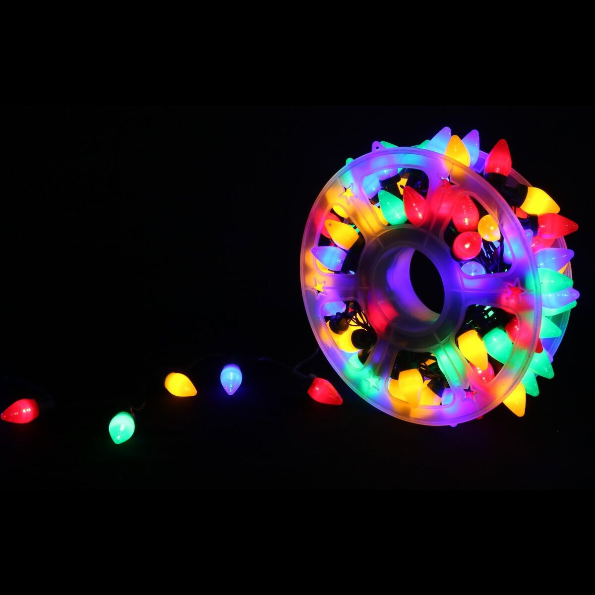 Retro-Style Multicoloured LED Christmas Bulb String with Storage Reel