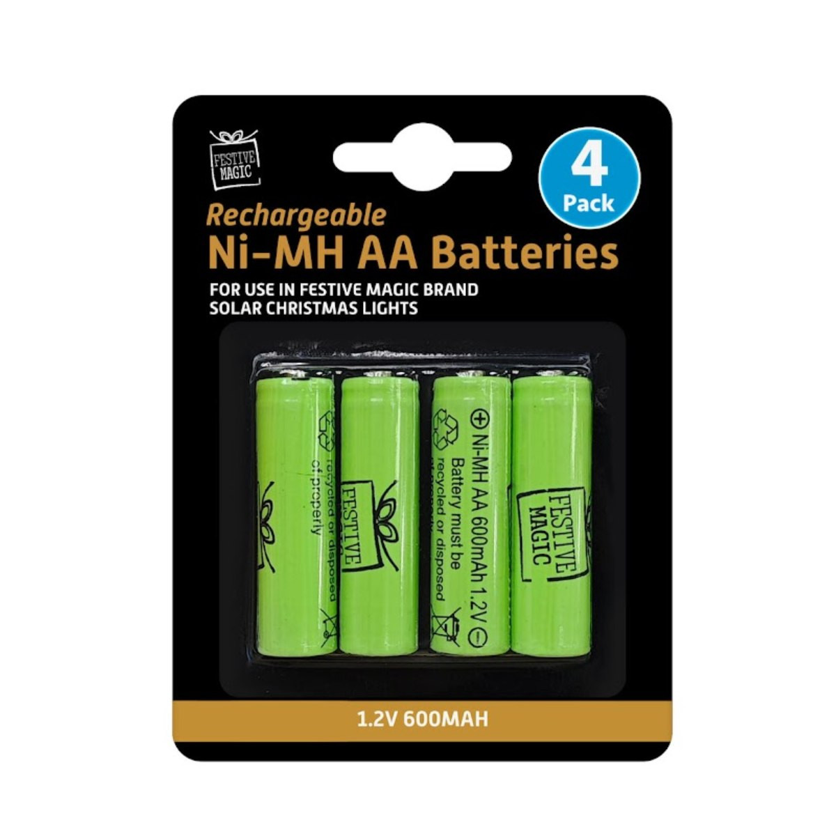 4PK Solar Batteries 600mAh Ni-MH