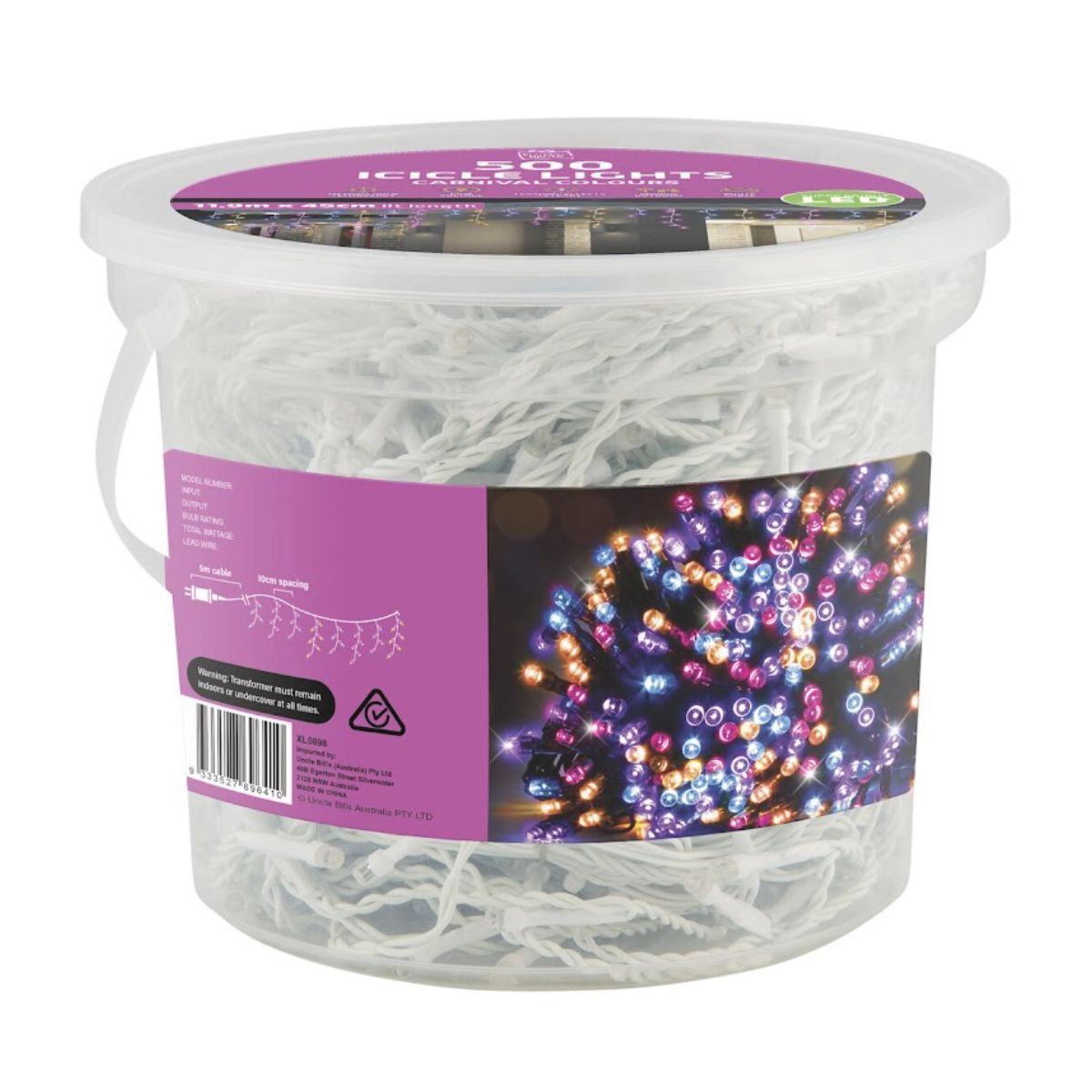LED Flashing Carnival 500 Icicle Lights Tub 