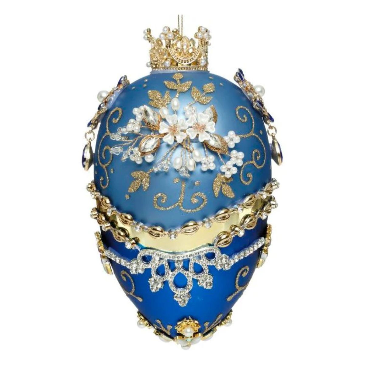 Exquisite Blue Fabergé Egg Christmas Ornament by Mark Roberts