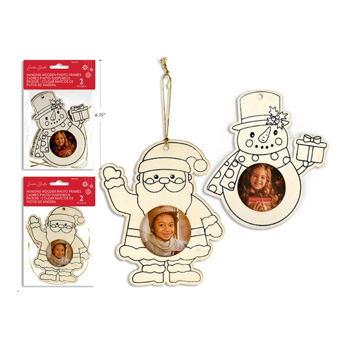 Whimsical Christmas Craft Hanging Wooden Photo Frame DIY