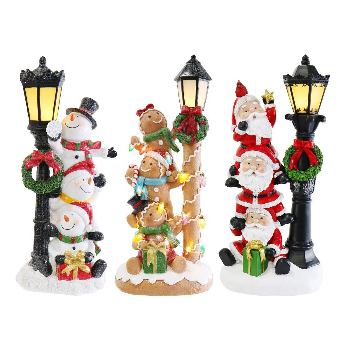 Christmas Elves LED Stacked Character Lamp-post
