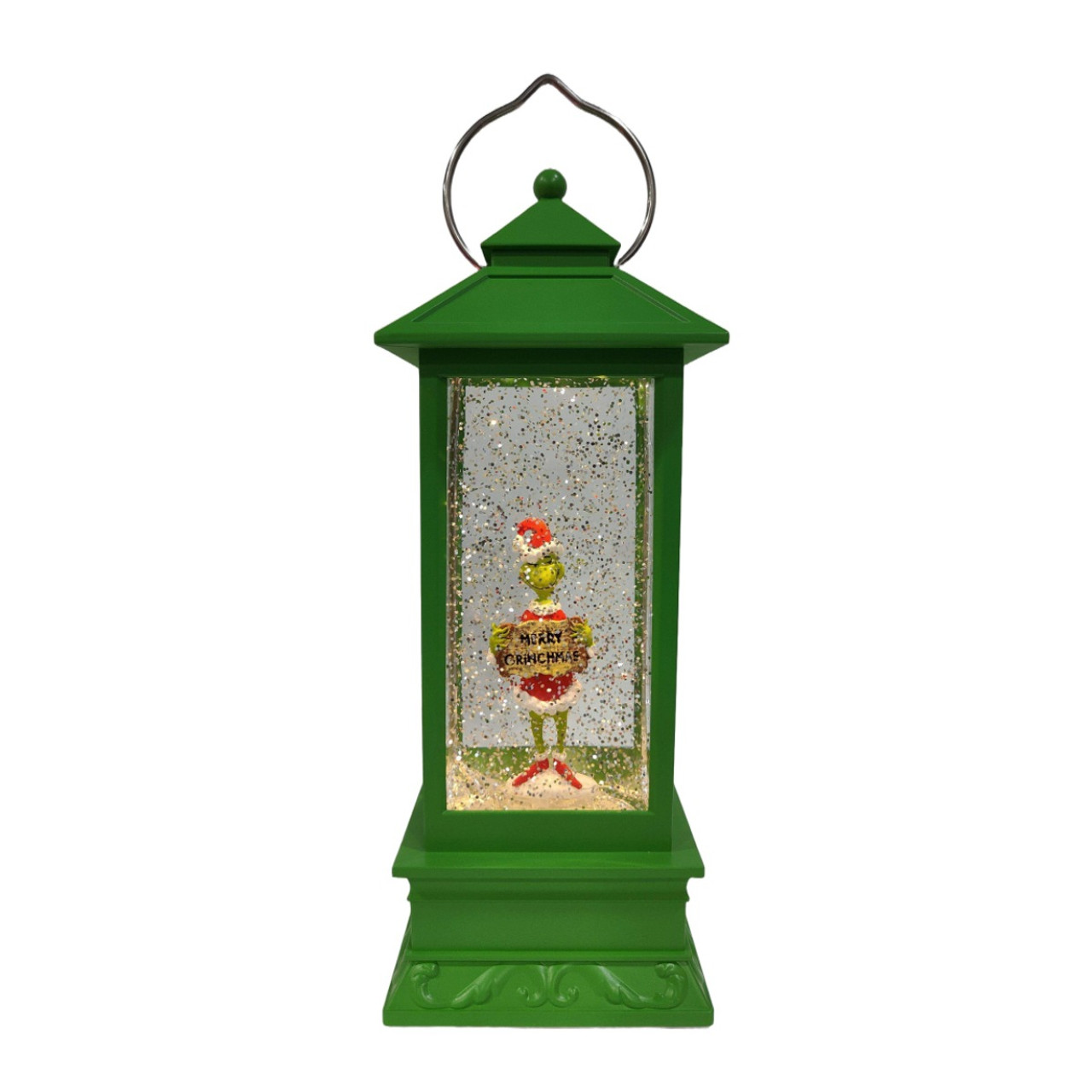 Merry Grinchmas Swirling Glitter Lantern