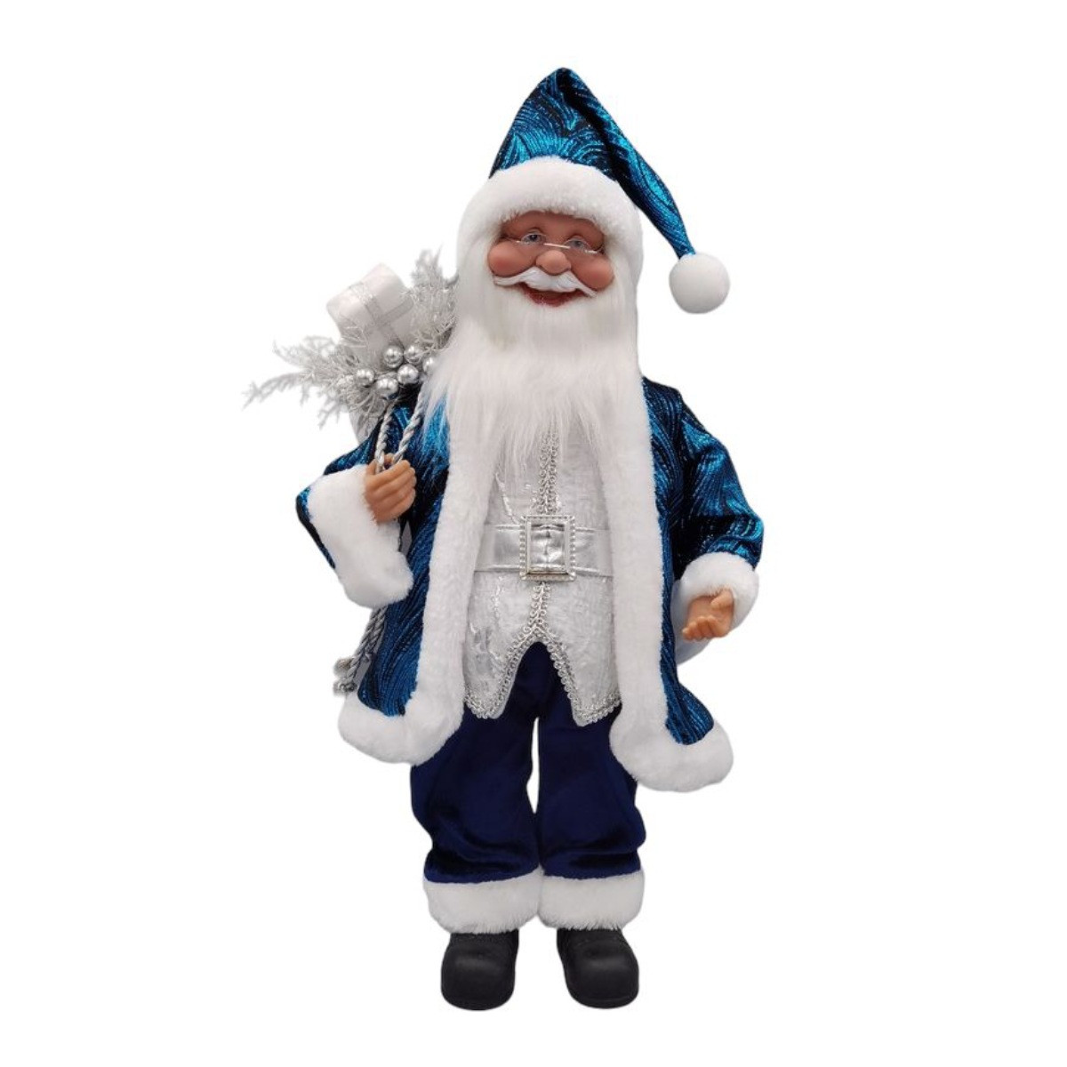 Musical Blue and Silver Santa