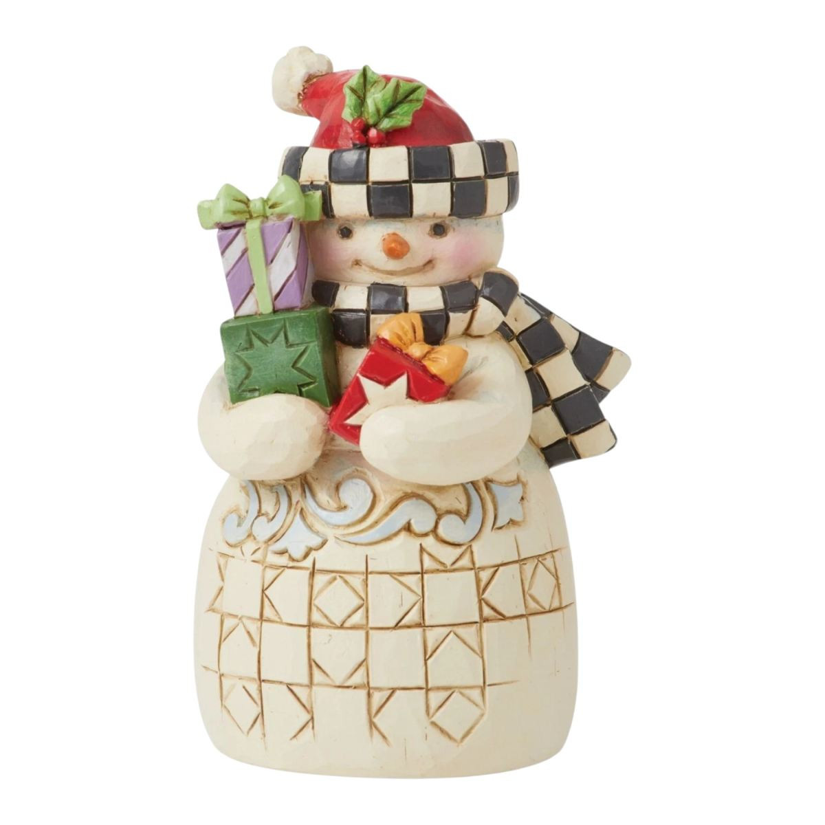 Jim Shore Snowman with Checkered Scarf