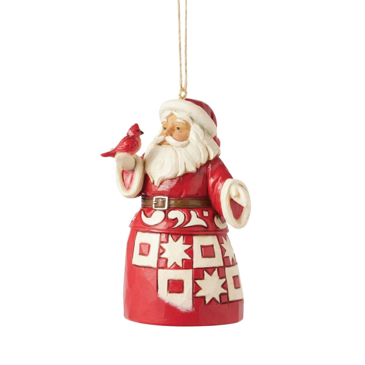 Heartwood Creek Nordic noel Santa with Cardinal Ornament Display