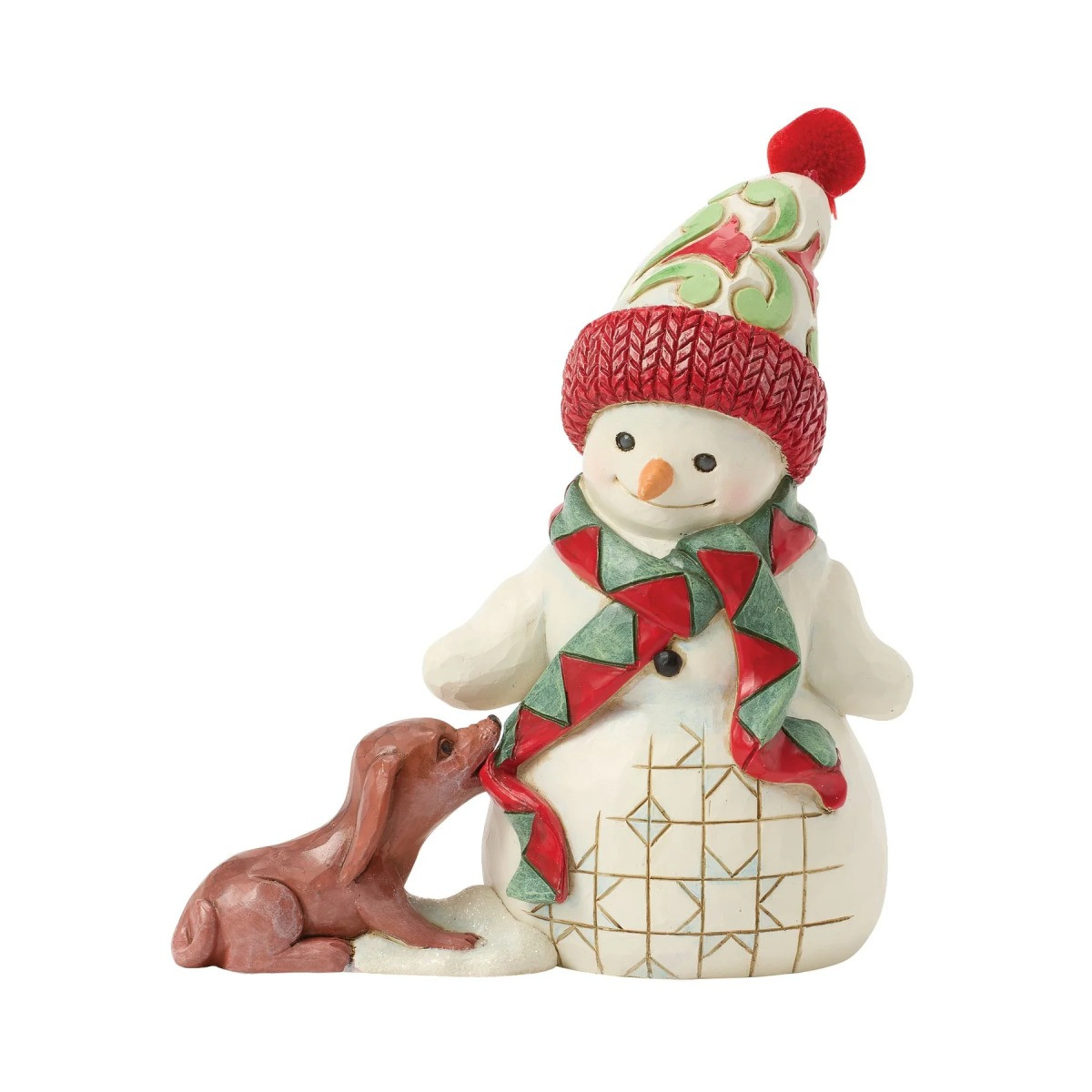 Heartwood Creek Pint Sized Snowman with Dog and Scarf Display