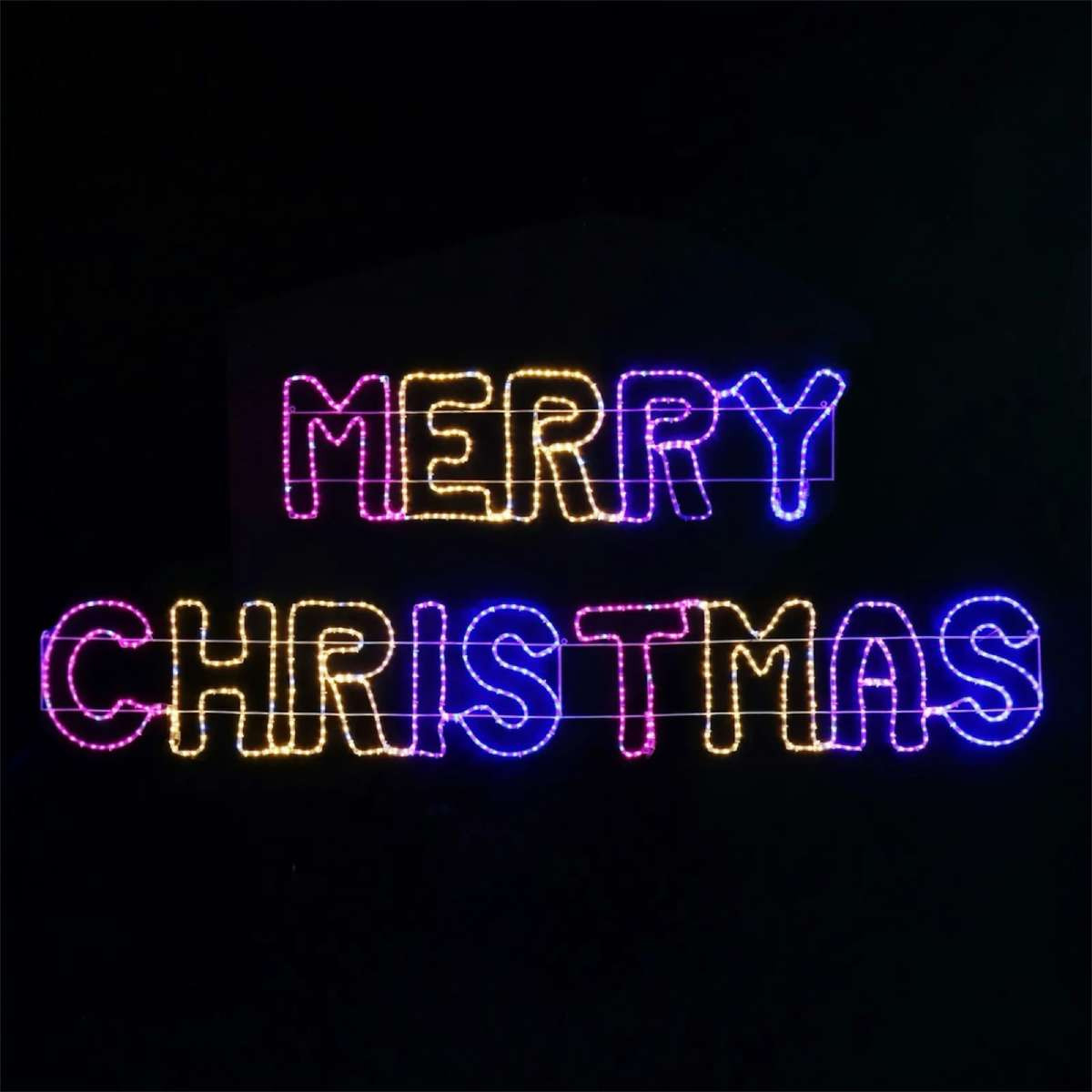Carnival Ropelight Merry Christmas Sign - Merry on top