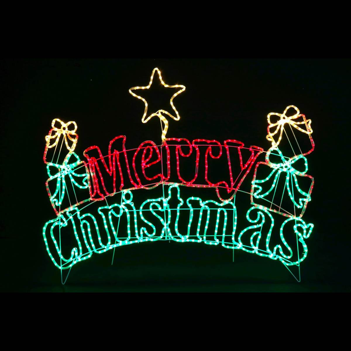 Festive Standing Holiday Greeting Sign with Twinkle Effect
