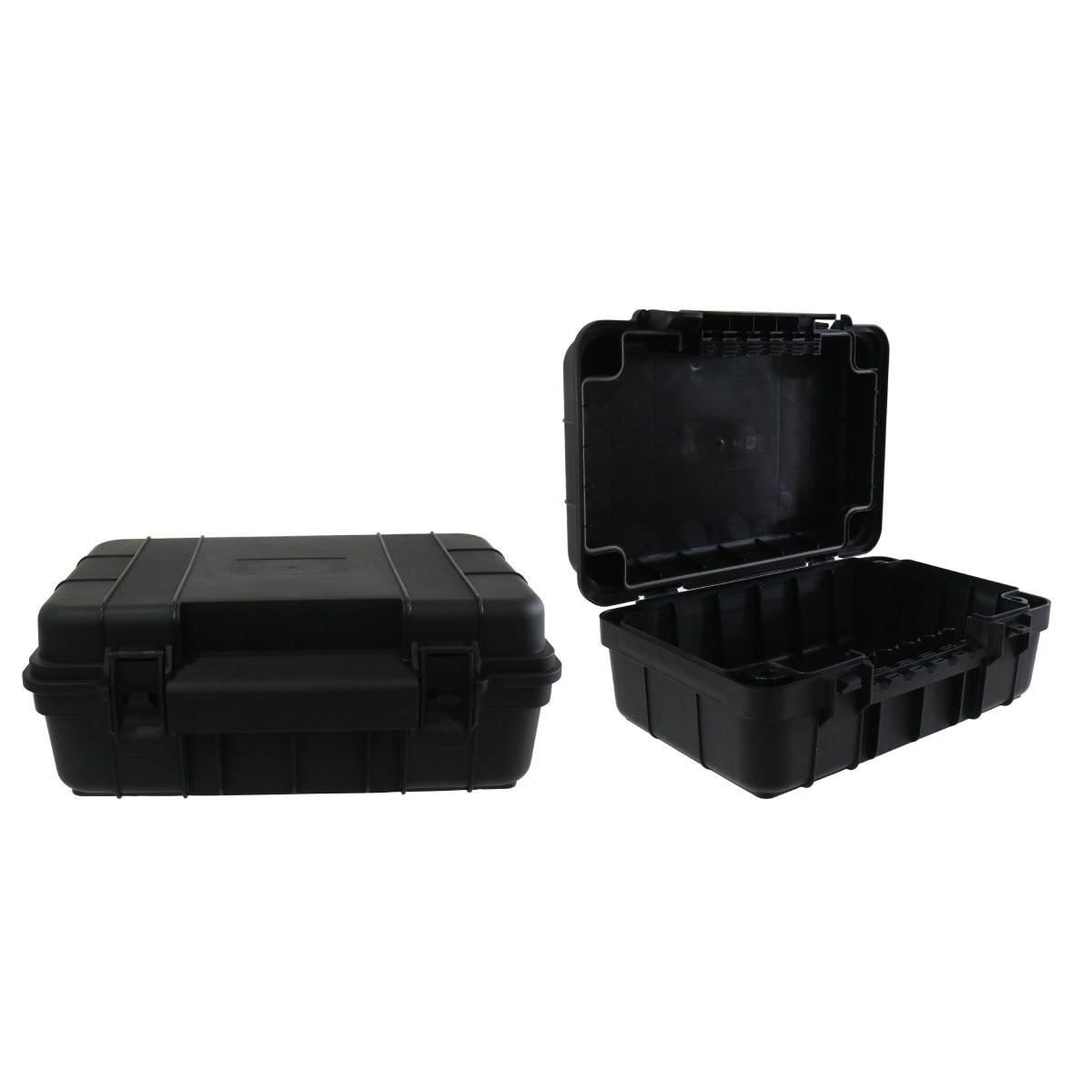 Black Weather-Resistant Utility Case with Hinged Lid