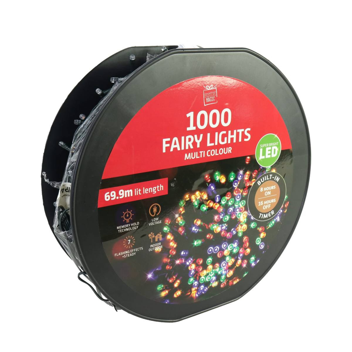 1000pc LED Multicolour Fairy Lights on Reel with Timer