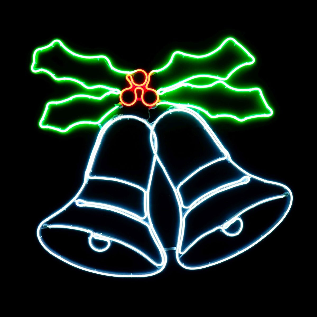 Festive Neon Holly Berry Twin Bells Flashing Light