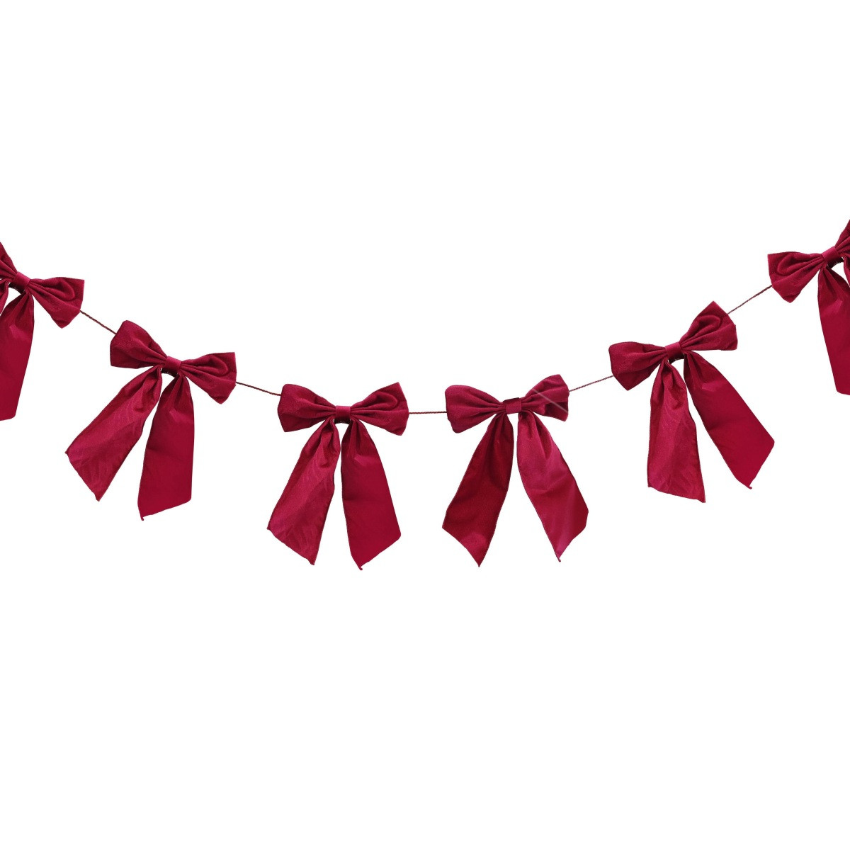 Rich Burgundy Velveteen Ribbon Bow Garland String