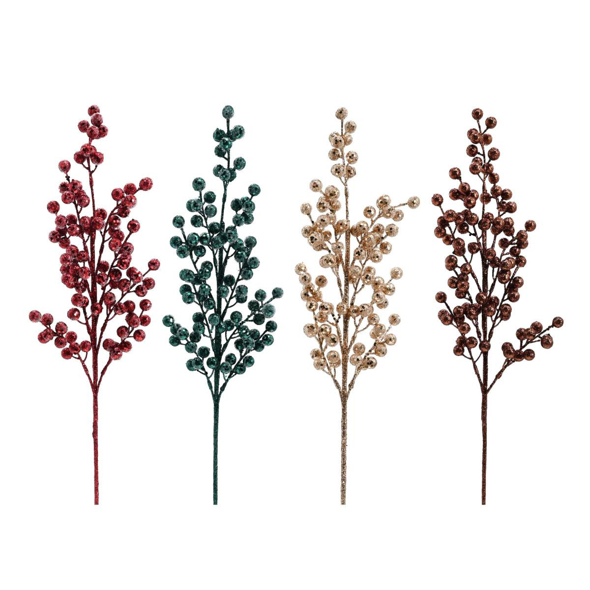 Decorative Icy Berry Stem with Glitter Finish (4 Colours)