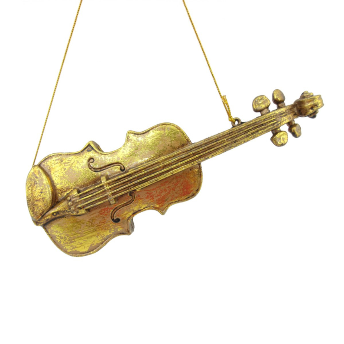 Vintage-Style Metallic Gold Violin Ornament