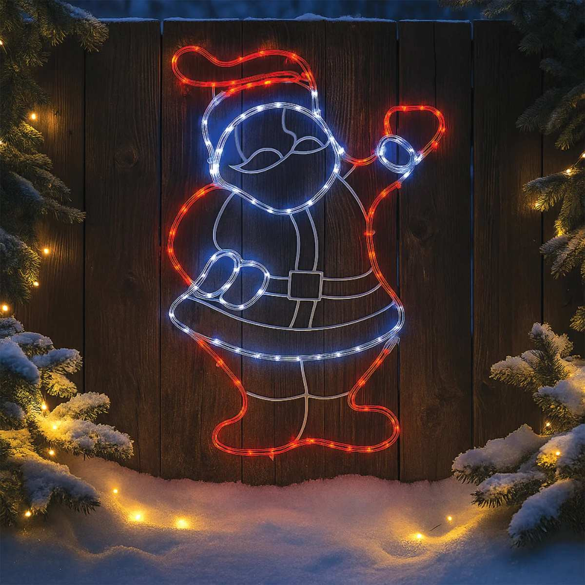 LED Rope Light Santa Silhouette - Red & White