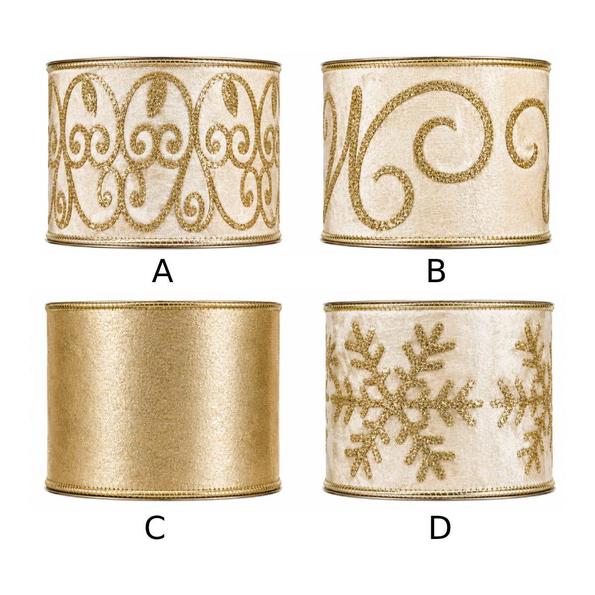 Festive Ivory Ribbon with Gold Embroidery