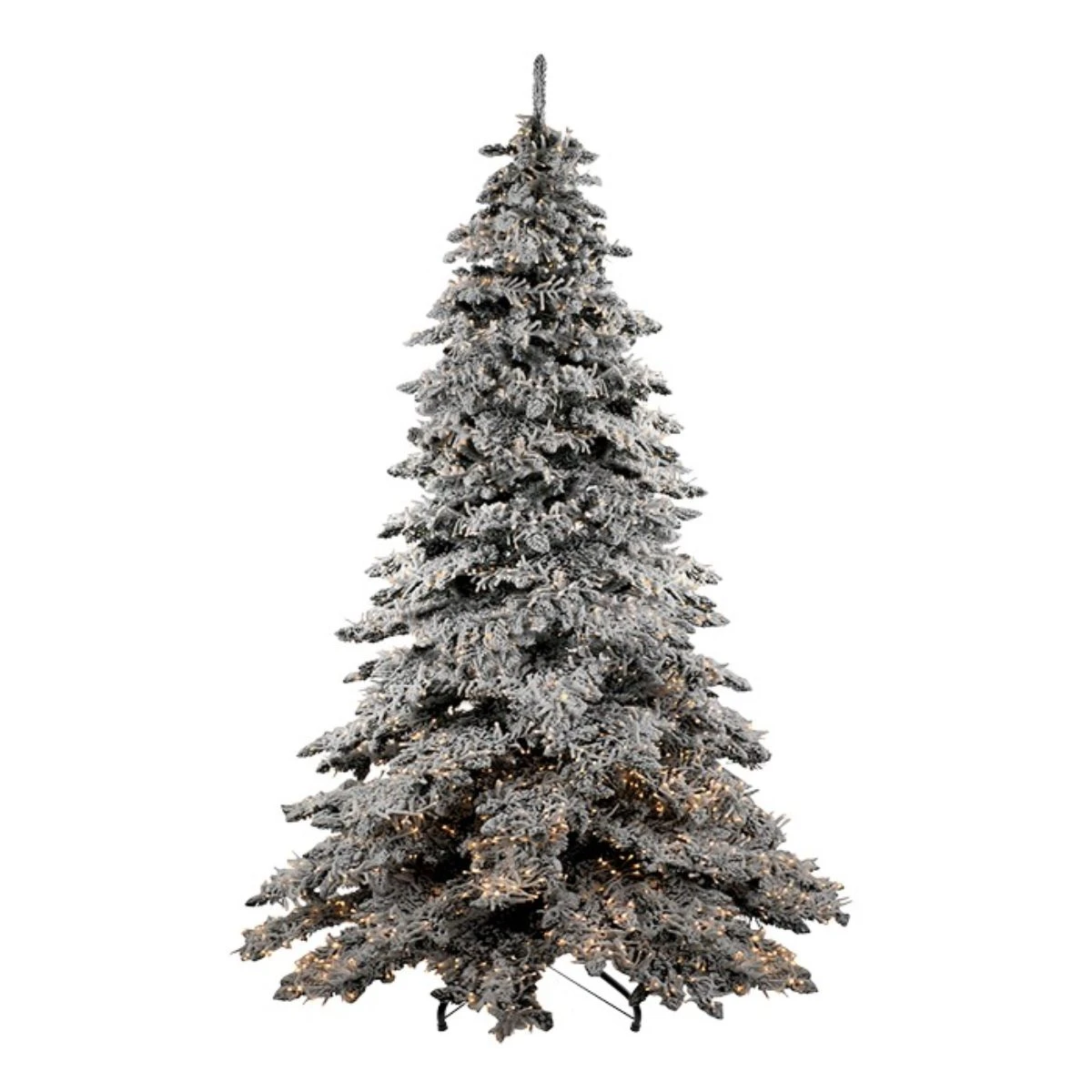 Deluxe 9FT Flocked Pre-Lit Snow Pine Christmas Tree