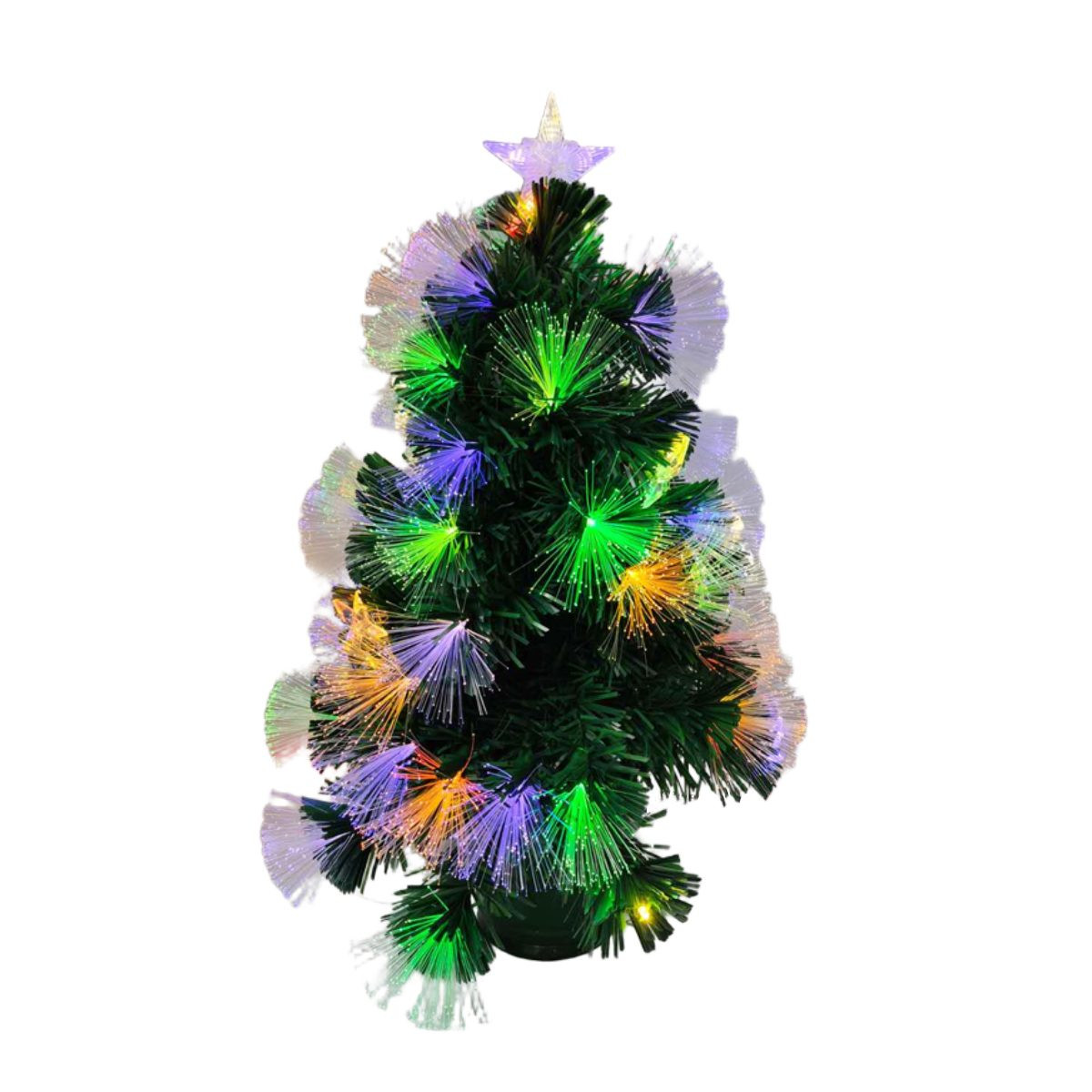 Deluxe Tabletop Green Fibre Optic Christmas Tree with Mini Reindeer Accents