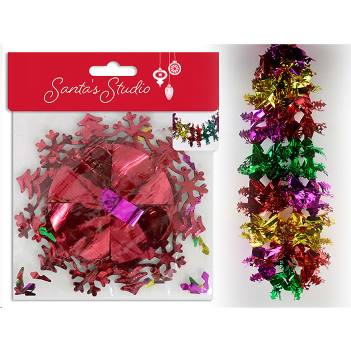 Multicolour Metallic Foil Snowflake Pull-Out Garland