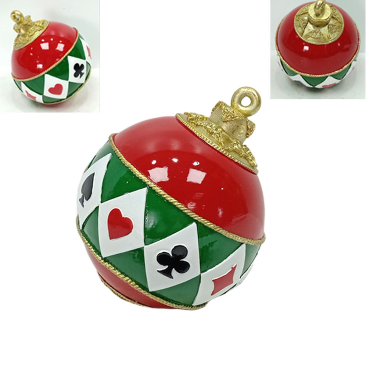 Playing Cards Diamond Motif Resin Christmas Bauble