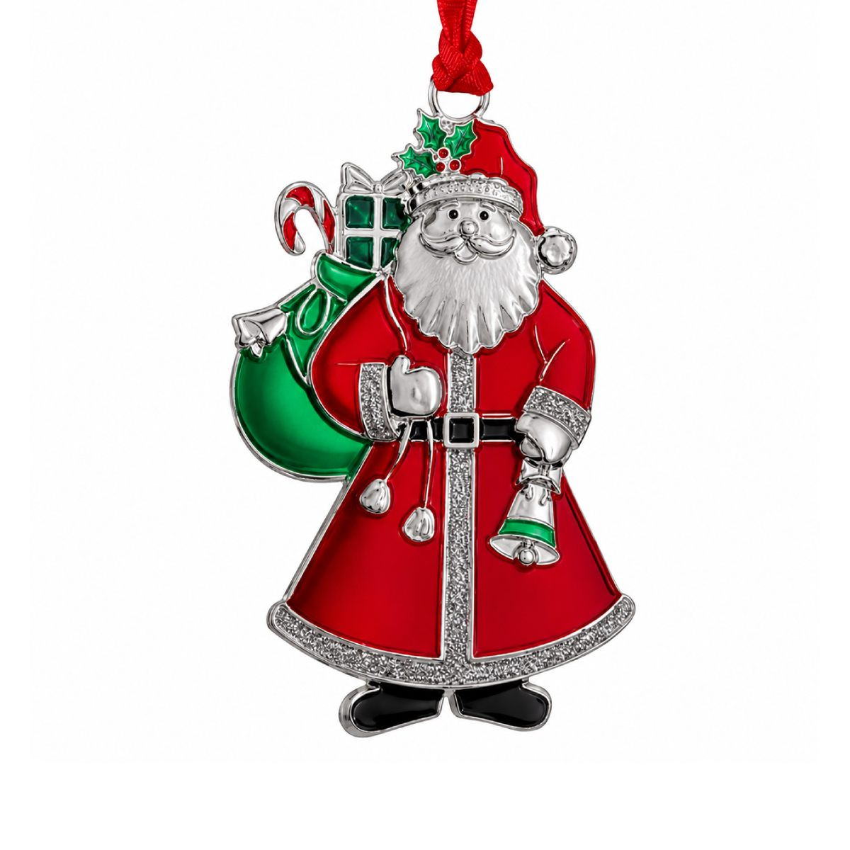 Santa with a Silver Plated Christmas Tree Ornament