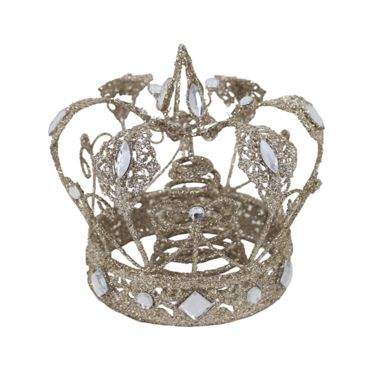 Champagne Gold Glittered Crown Metal Tree Topper