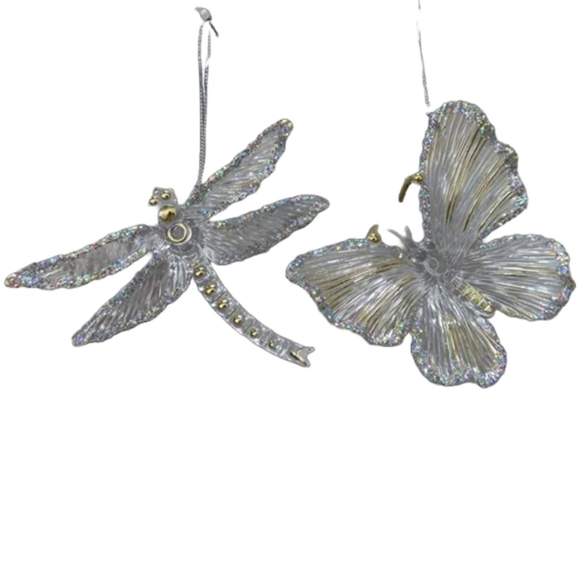 Silver Acrylic Butterfly & Dragonfly Hanging Decorations (2 Styles)