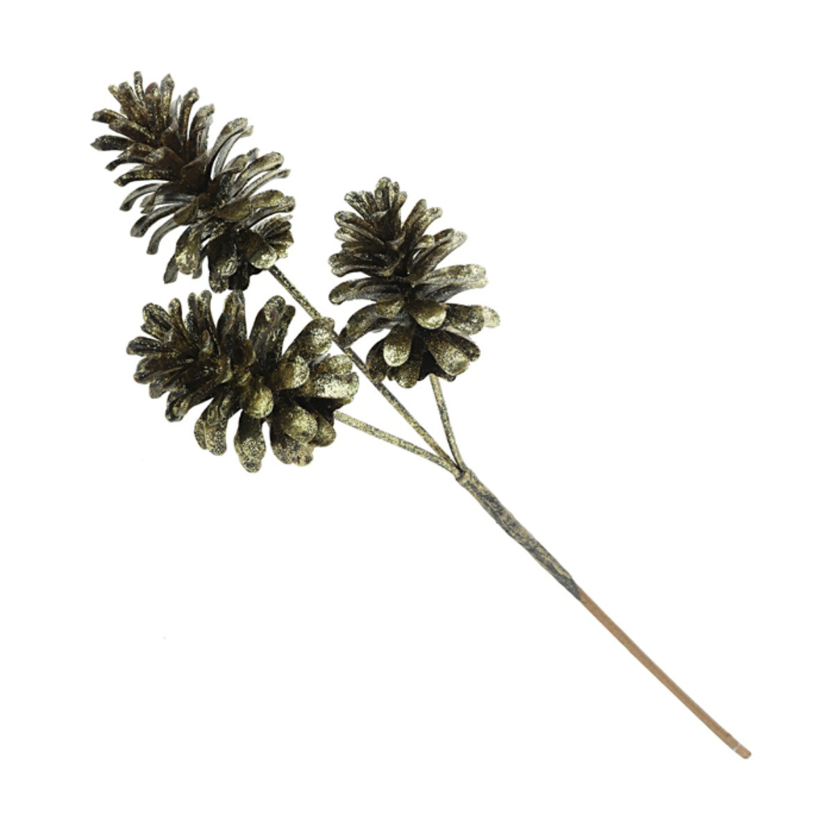 Brown & Gold Triple Pinecone Decorative Christmas Spray