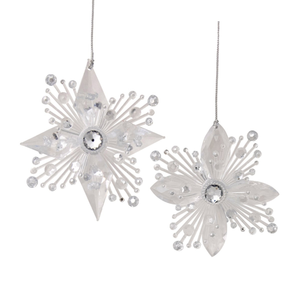 Opaque & Clear Acrylic Gem Poinsettia Hanging Decorations (2 Styles)