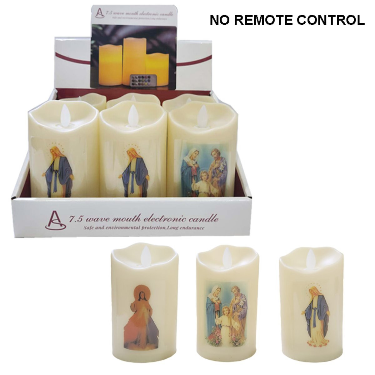 Religious Design Wave-Mouth LED Pillar Candle