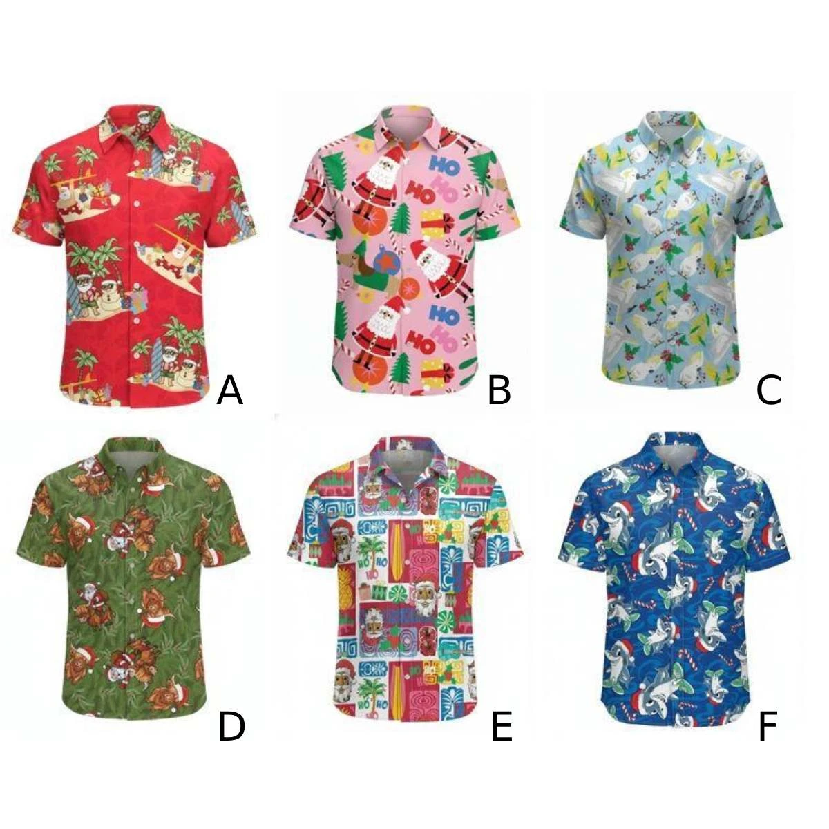 Men's Hawaiian Christmas Short Sleeve Shirt (6 Novelty Print Styles) - Sizes M to XXL