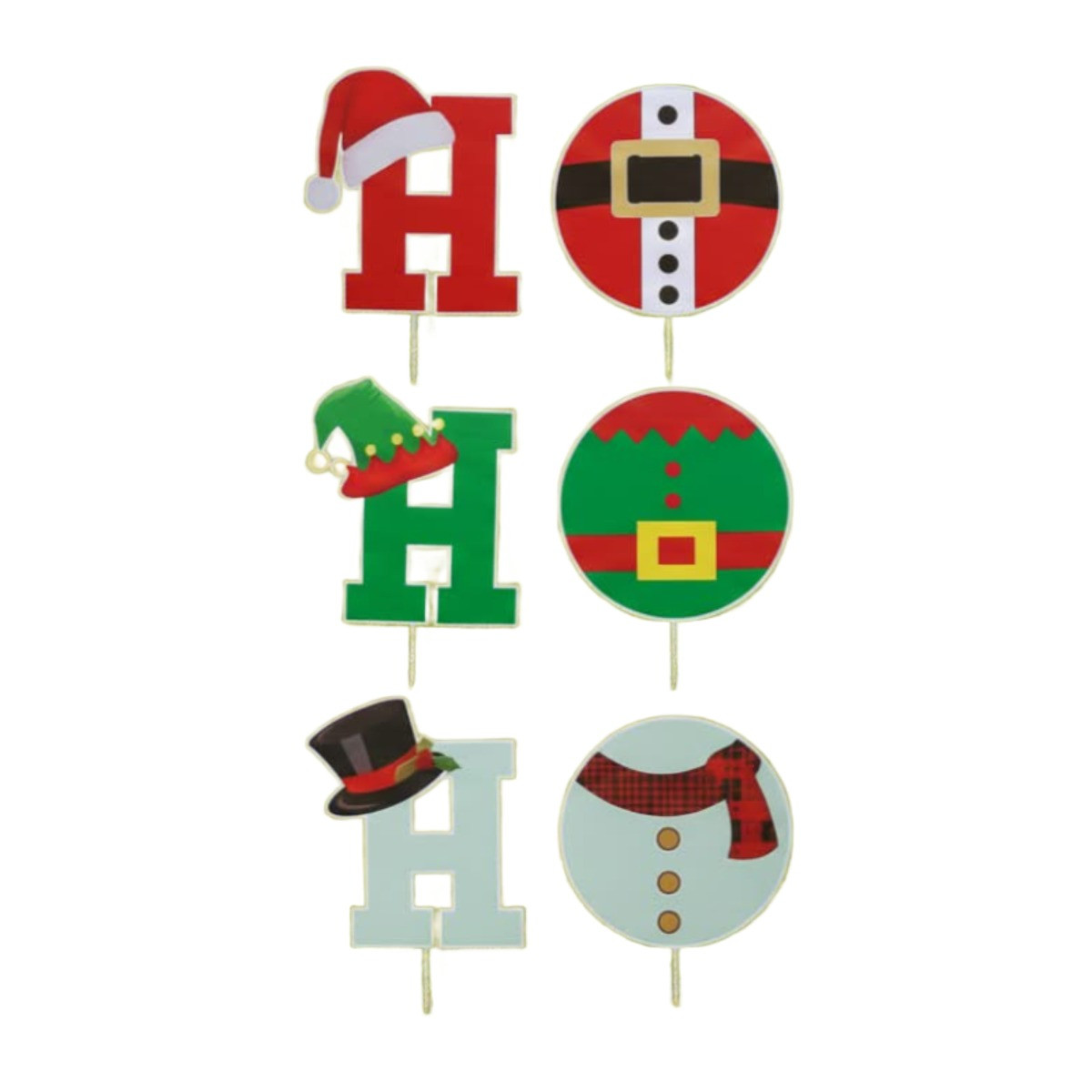 Festive HO HO HO Character Lawn & Yard Stakes (Pack of 6)