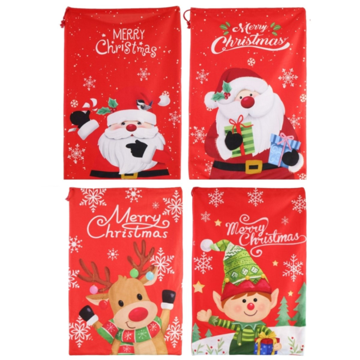 Plush Velveteen Christmas Character Santa Sack (4 Styles)